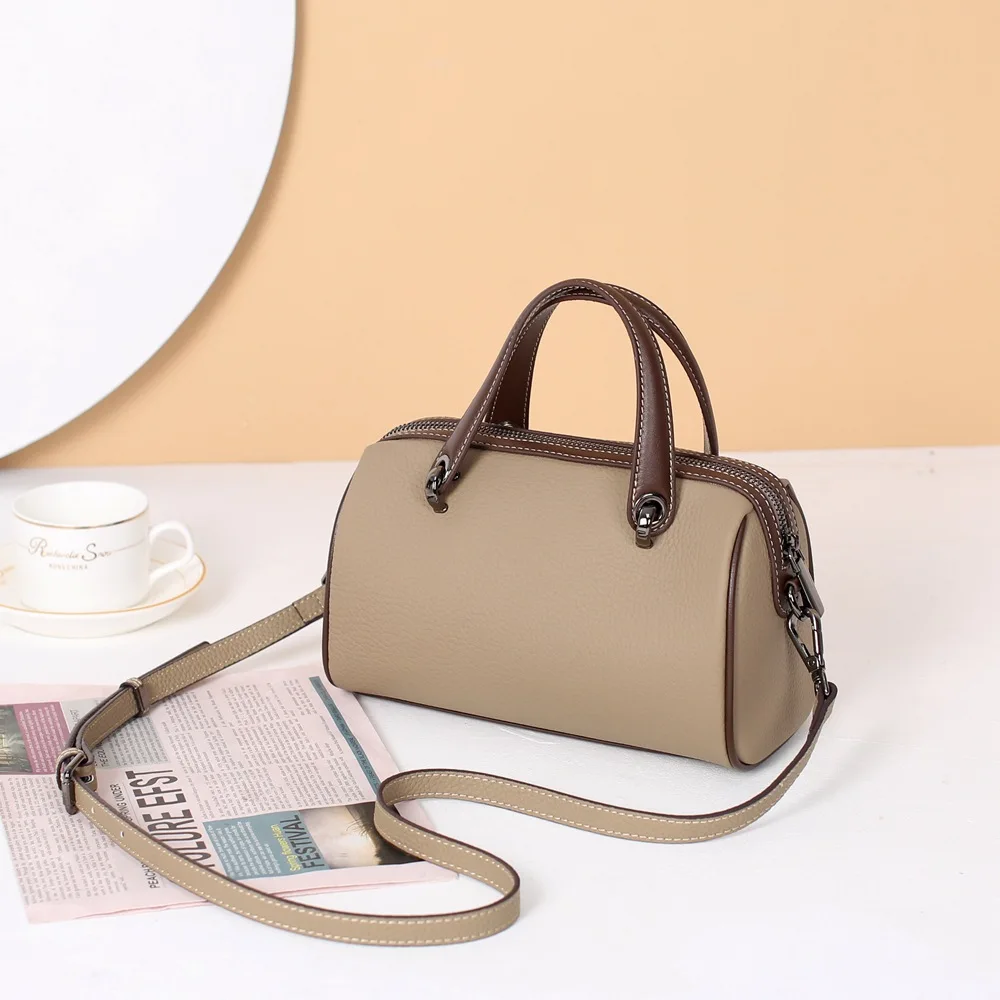 Модная кожаная женская сумка Boston, простая модная сумка-мессенджер на одно плечо, кожаная сумка первого слоя