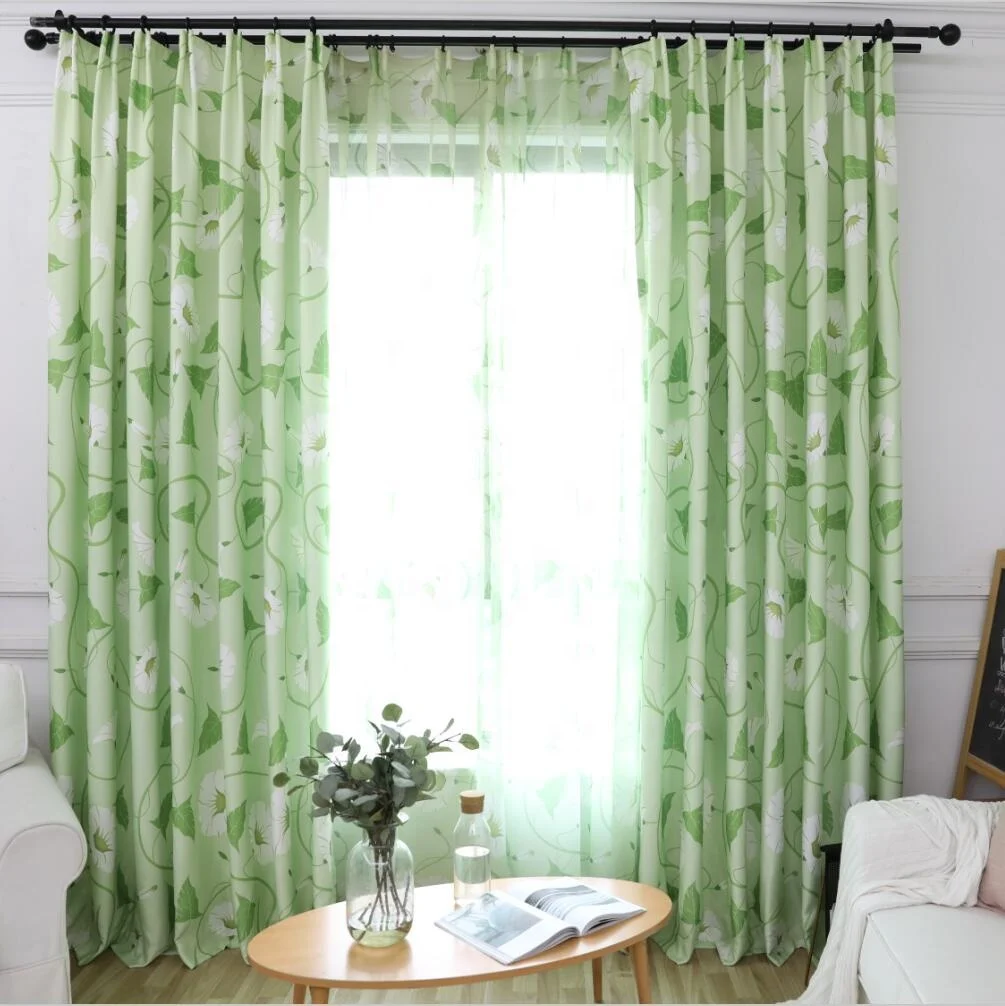 Good Quality Mediterranean Style Fashionable Flower Print Designs Curtain Readymade Home Window Blackout Curtains