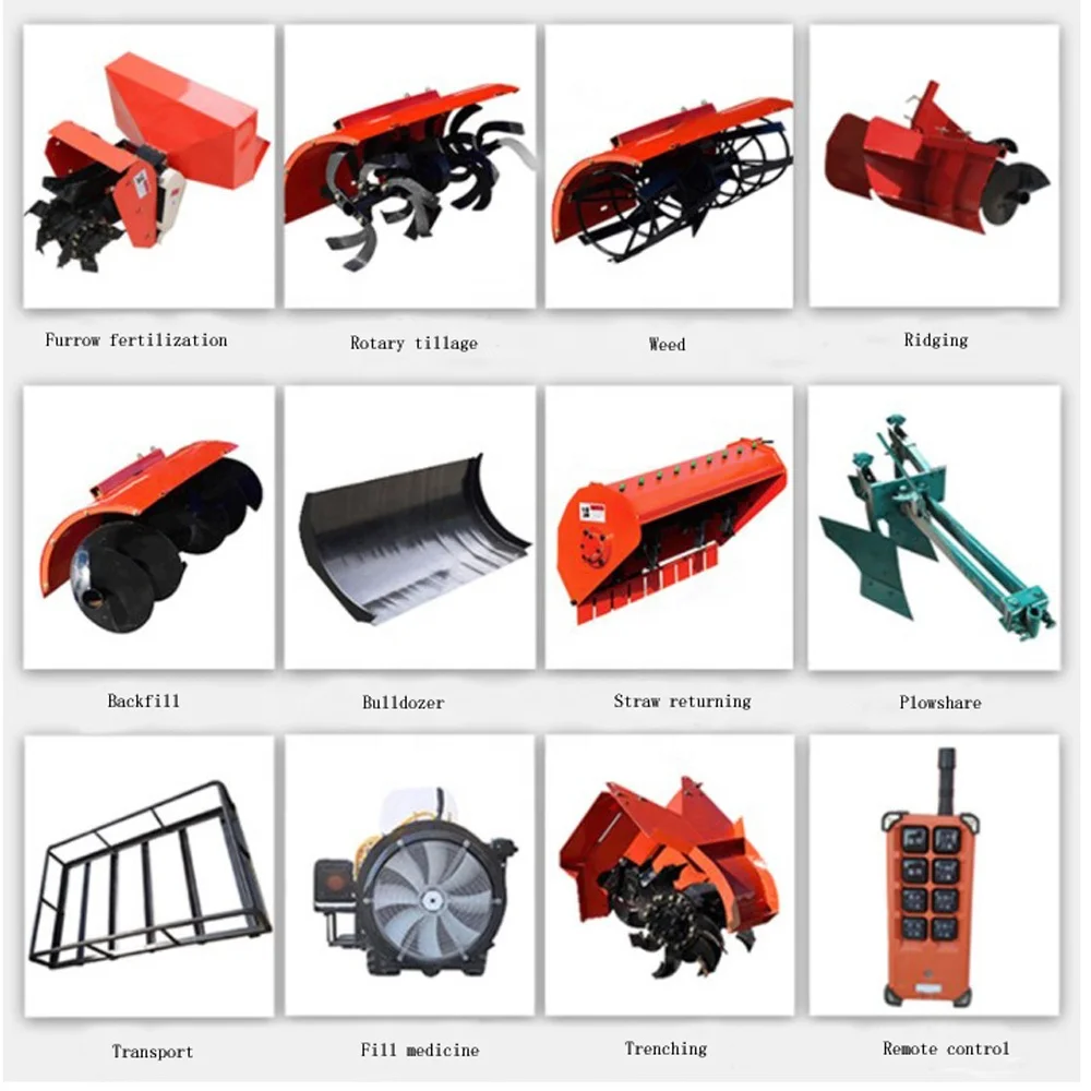 35HP remote control crawler tractor multifunction with Rotary Tiller Bulldozer Plowshare for orchard greenhouse Hill Dry land