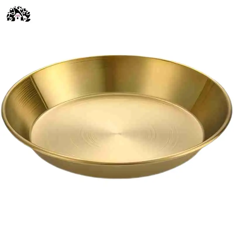 barbecue plate Plates Dinnerware Golden Serving Sauce Dish Plate with Dip Round Metal Stainless Steel 304 Customized Pattern