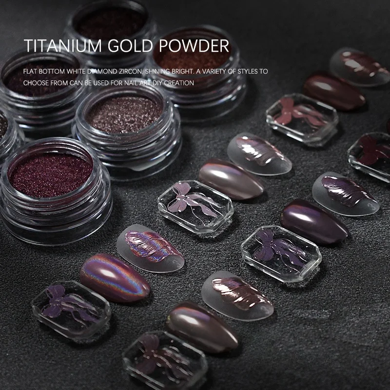 High Bright Titanium Gold Powder Nail Magic Mirror Powder Laser Autumn and Winter Dried Rose Electroplated Metal Glitter Powder