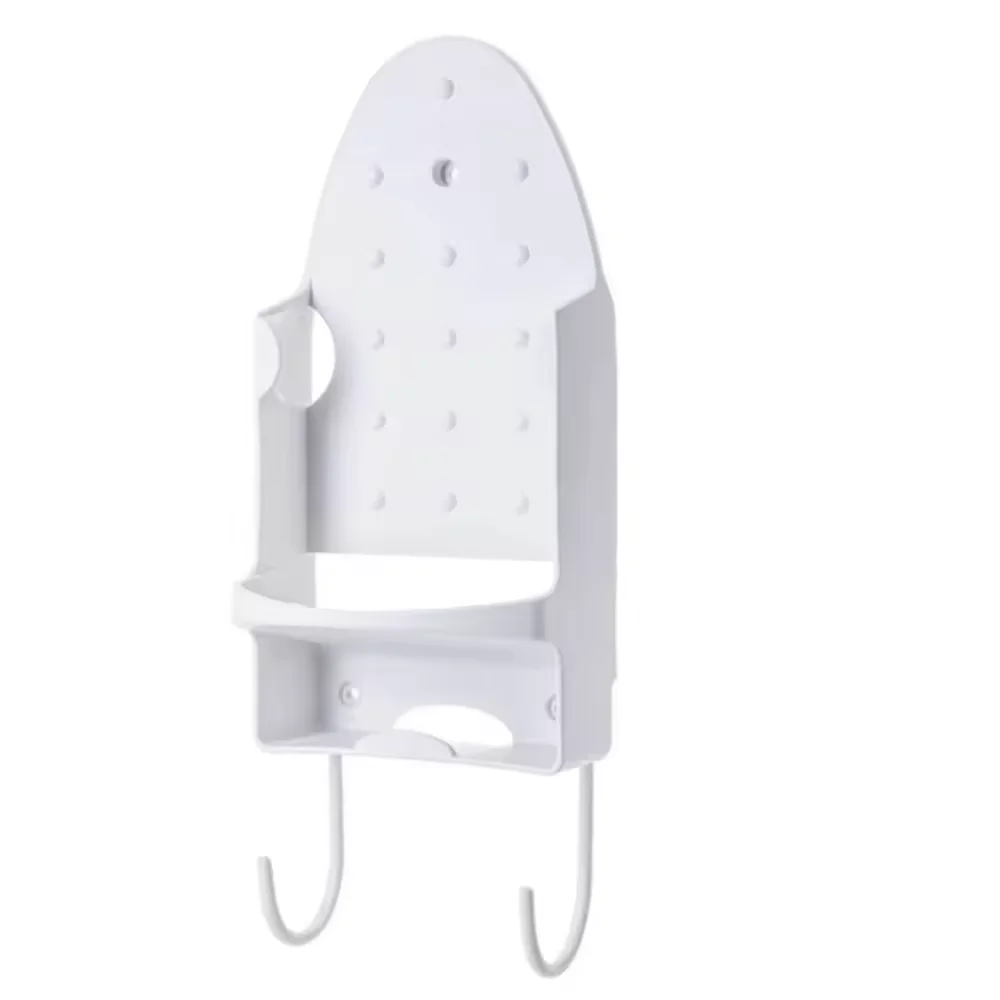 Steam Electric Iron Plastic Storage Rack For Wall, Wall Mounted Steam Generator Storage Shelf Container With 2 Hooks