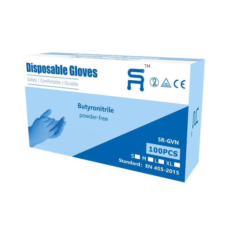 
Disposable Medical Powder Free Household Examination Blue Nitrile Gl oves 