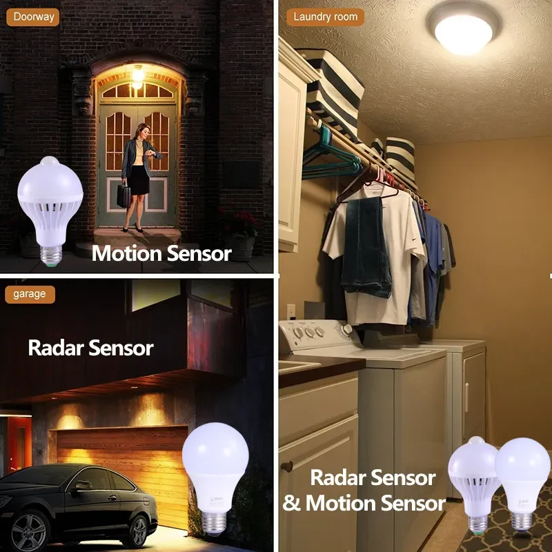 High Brightness  220V E27 SKD Sound Induction Sensor Smart Infrared PIR Motion Sensor Bulb LED Light/LED Bulb/smart bulbs