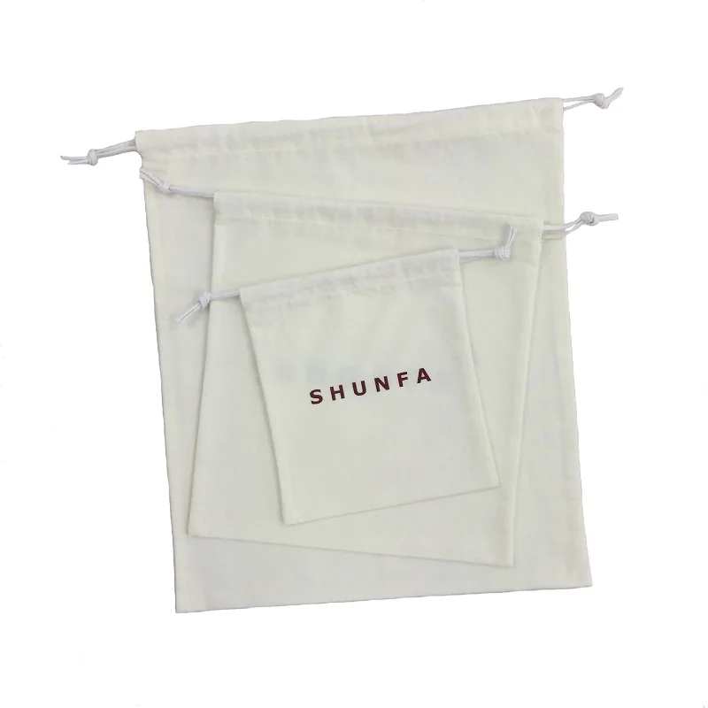 
Eco-friendly Natural Cotton Muslin Cloth Mini Small Drawstring Bag Custom Logo 