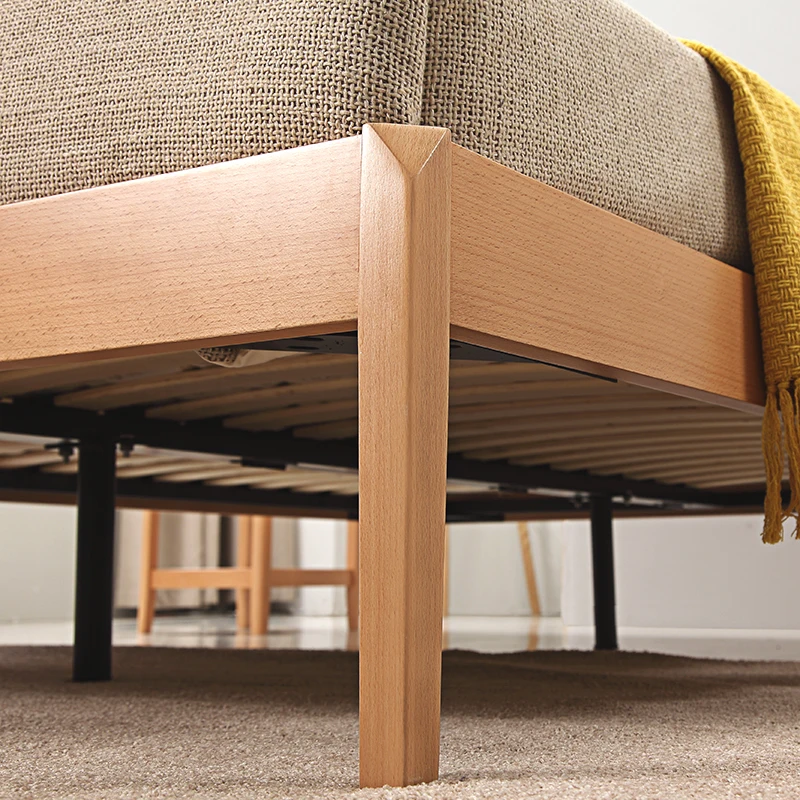 Modern simple design bedroom furniture king/queen size bed with solid wood slats frame and legs