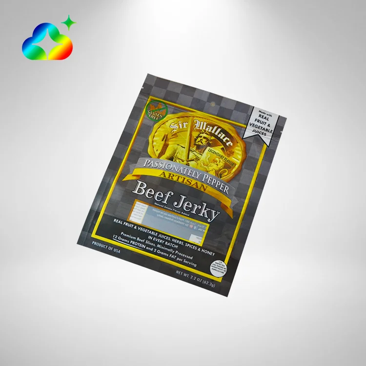 Customized Logo Food Packaging Pouch Small Clear Window Zipper Plastic Ziplock Bags For Pork Beef Jerky