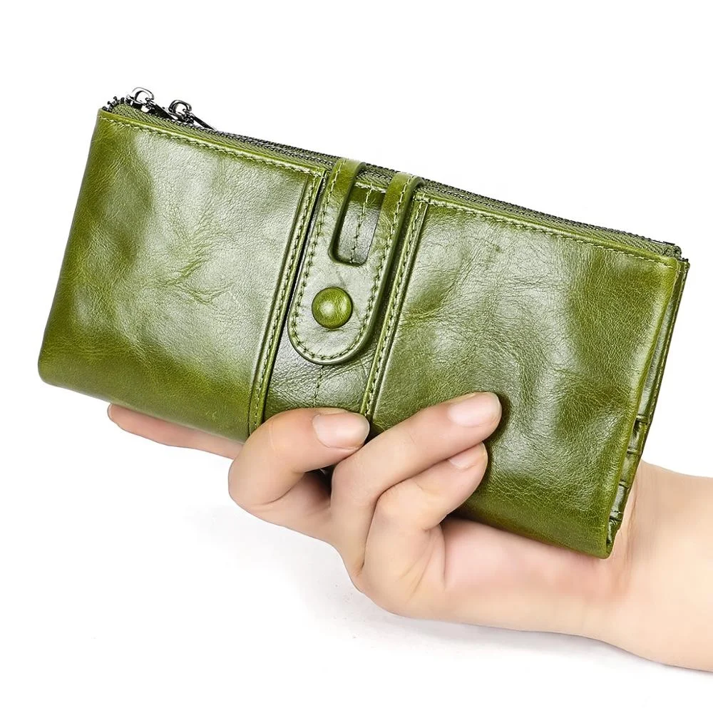 China Factory Custom women long wallet genuine leather ladies fashionable 2020 new clutch purse bag leather RFID