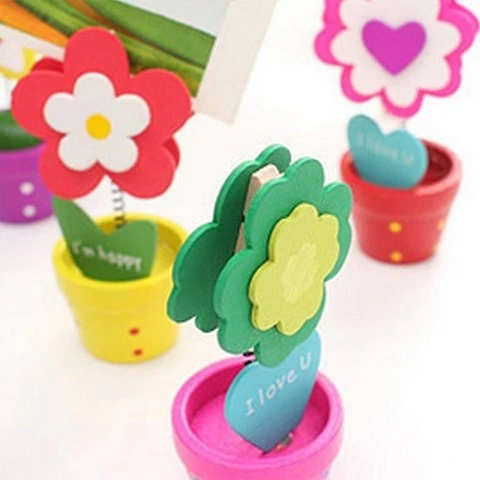 
rainbow wood flower pot shape cartoon animal memo creative note clip custom size stationary 