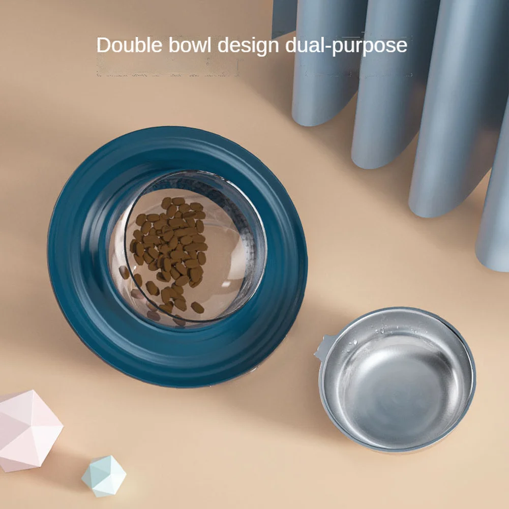 Elevated Cat Food Water Bowl 45 Degree Declined Pet Feeding Bowls 2in 1 For Cats Neck Care Tilted Stand Dishes Anti Vomiting