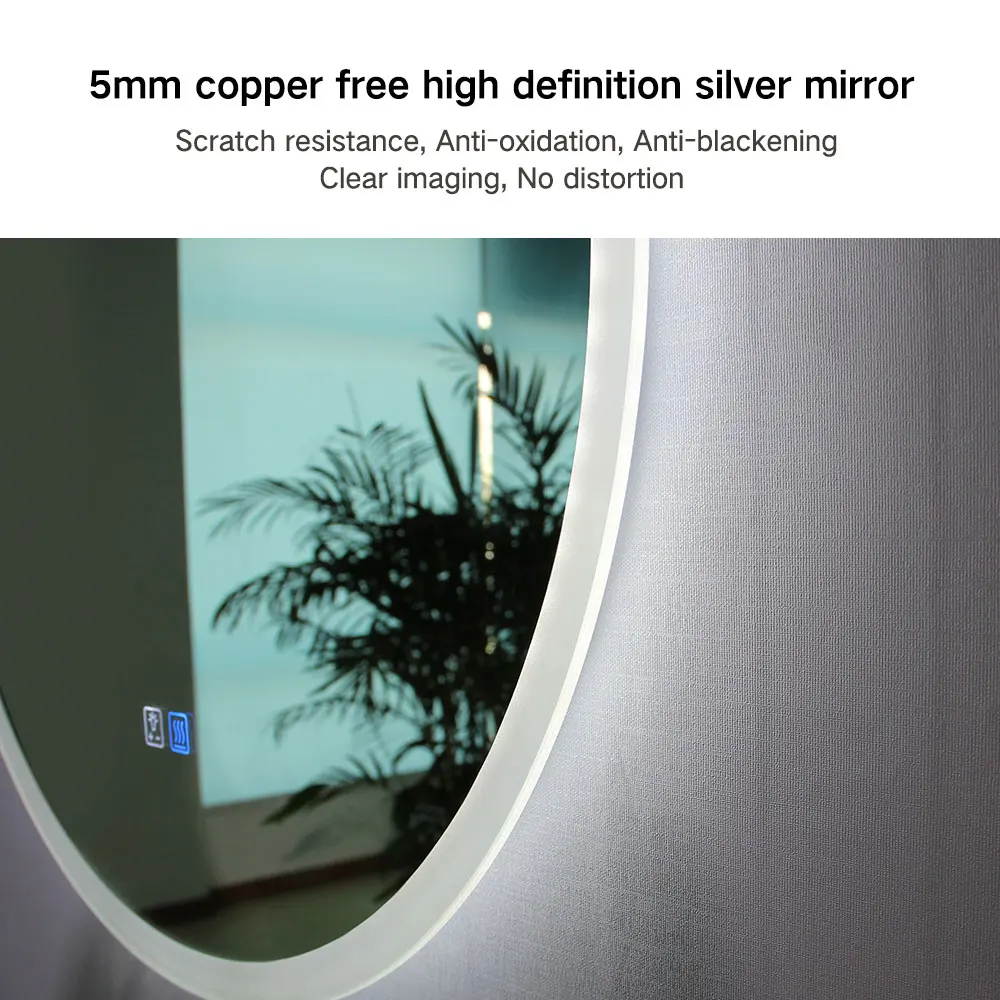Smart Anti-fog Vanity Led Mirror Touch Screen watch with lights for hotel/home bathroom