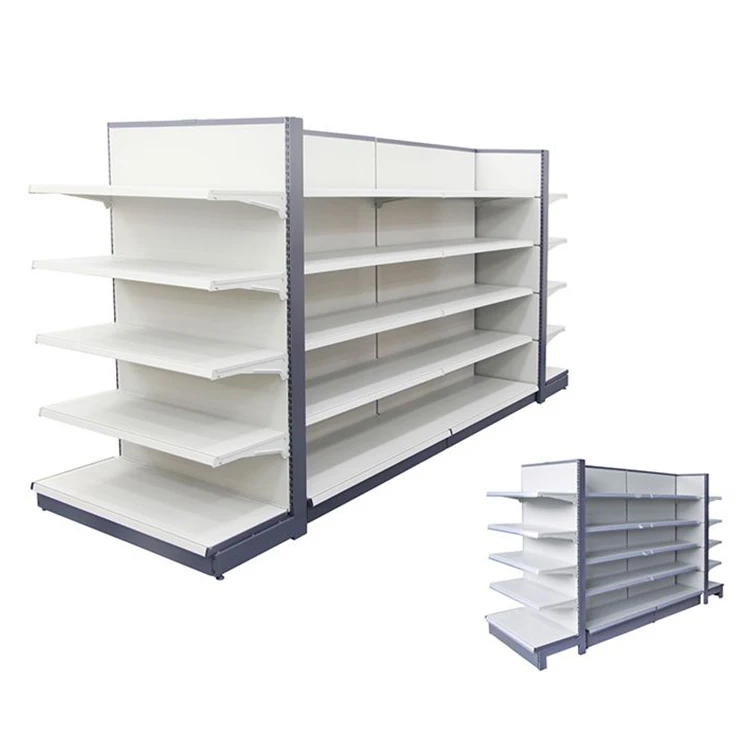 Custom Sized Steel And Wood Rack Supermarket Display Shelves Gondola Shelf For Retail Store