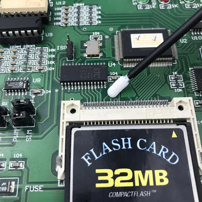 Black Stick Cleaning Swab Heat Shrink Tube Tip Long Rigid Handle Cotton Bud