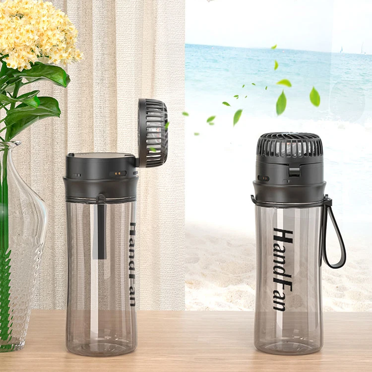 Eco Friendly Creative Mini Fan Portable Cool Rechargeable Plastic Water Bottle with Fan