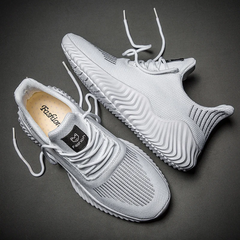 
Mesh Men Zapatillas Hombre Breathable White Sneakers Lac-up Lightweight Black Walking Man Tenis Shoes 