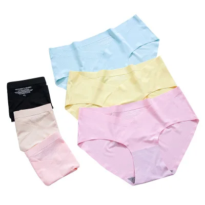 
Summer Low Waist Belly Care Ice Silk Breathable Mesh No Line Maternity Nursing Panties 