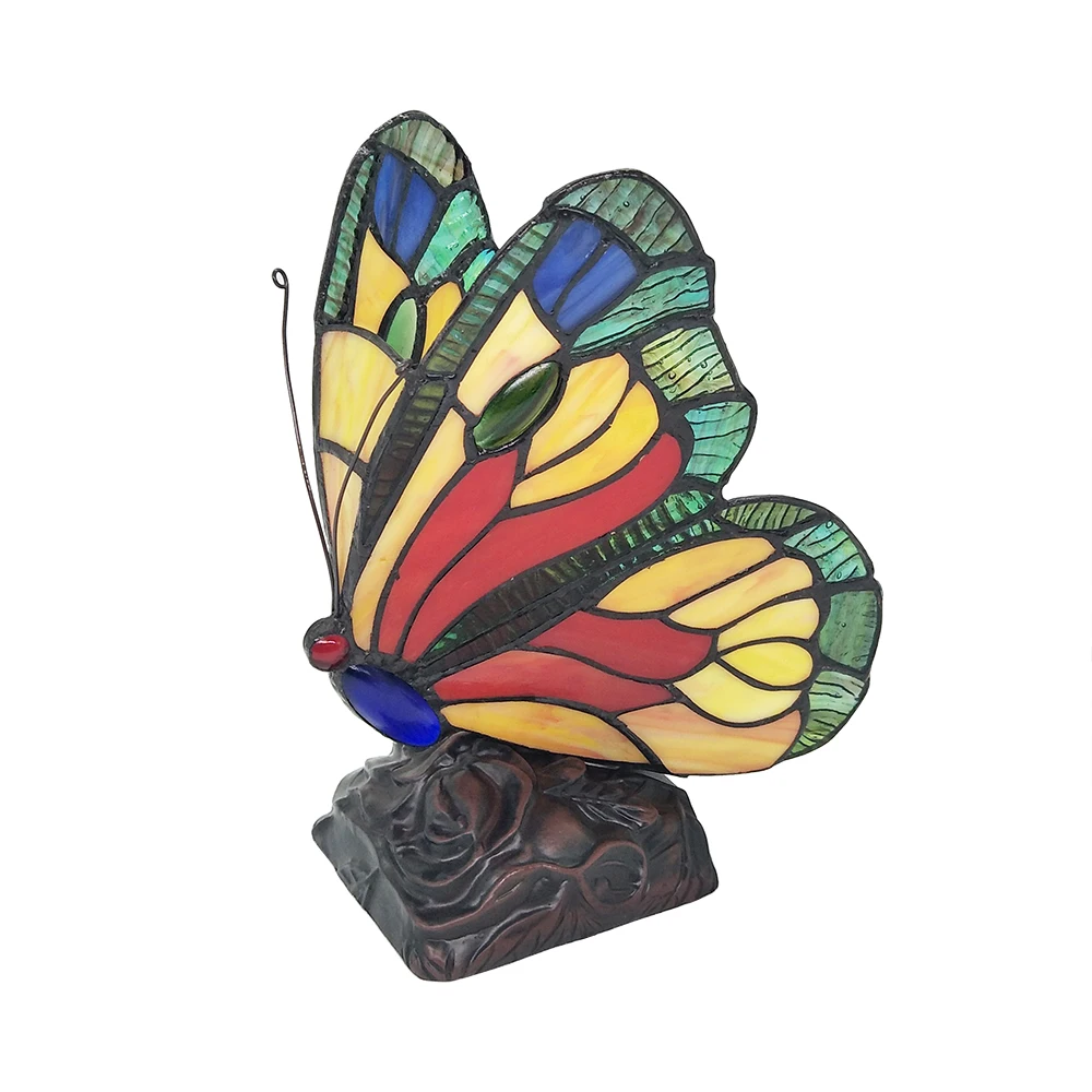 
Great Gift LED Butterfly Light Bedroom Stained Glass Tiffany Butterfly Table Lamps E27 