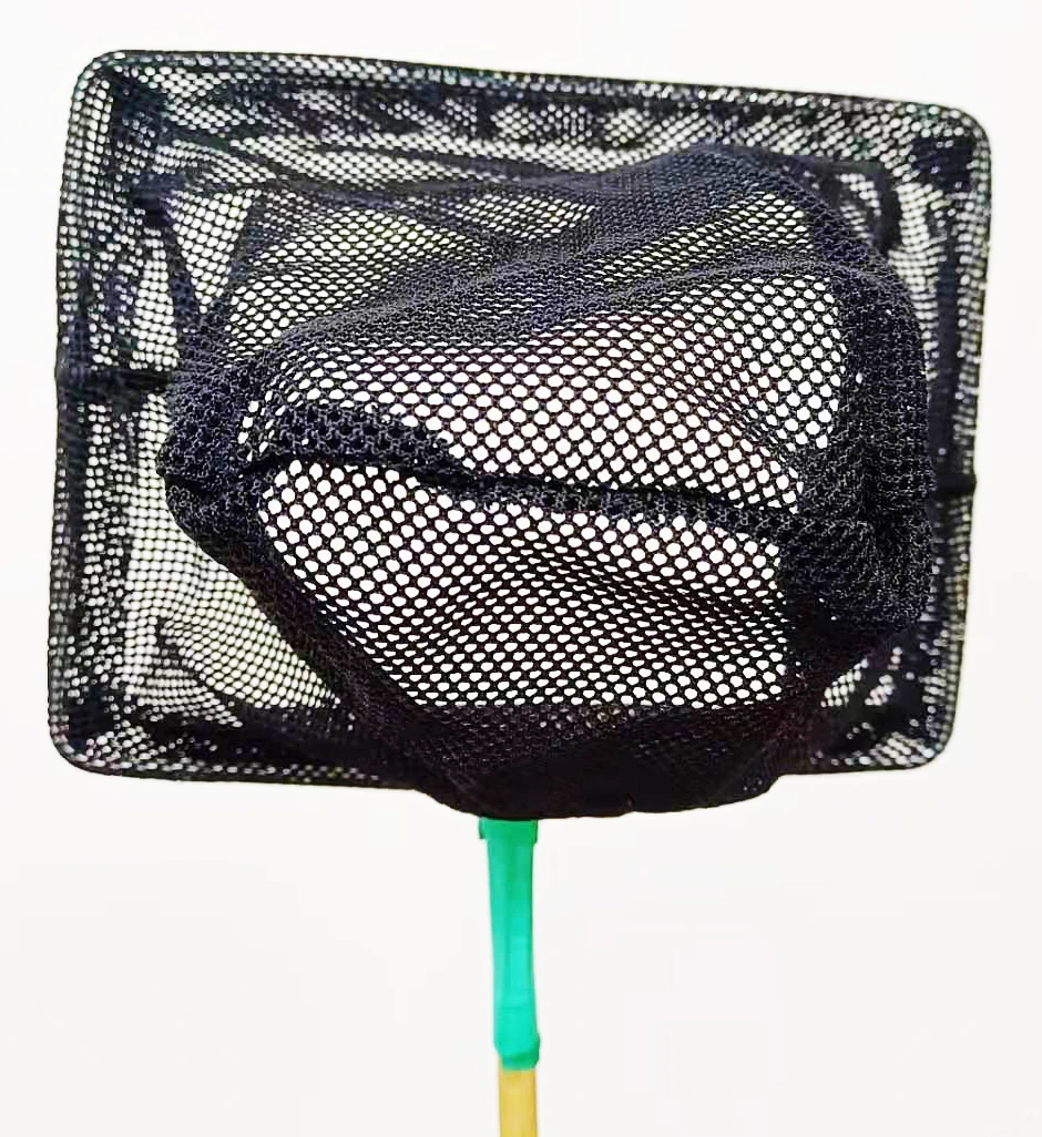 1IN Soft Nylon Mesh FISH POND NET DIP NET with WOODEN Handle GREEN BLACK