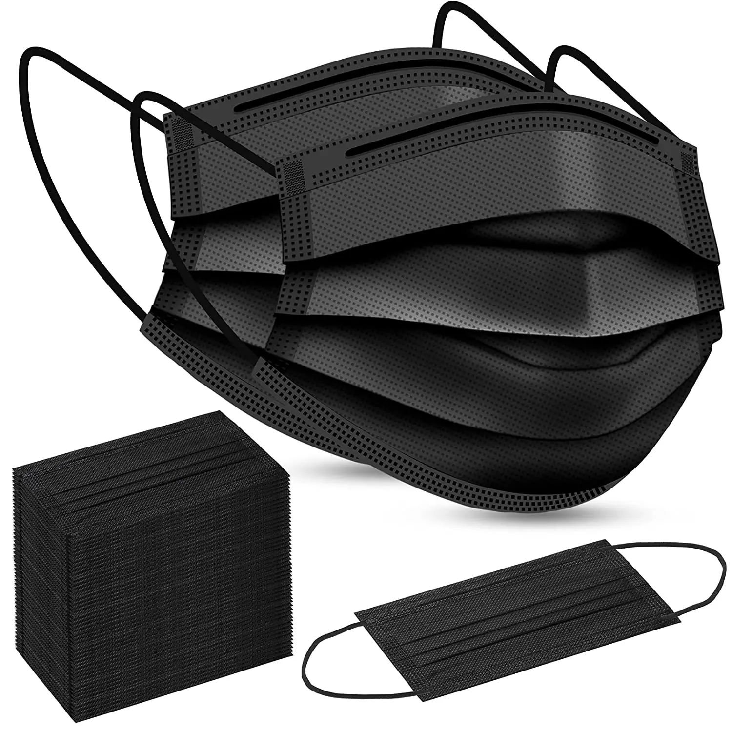 Wholesale factory Custom Black mask 3 Layer Protection Facemask High Filtration Cheap Nonwoven Fabric Disposable Face Mask