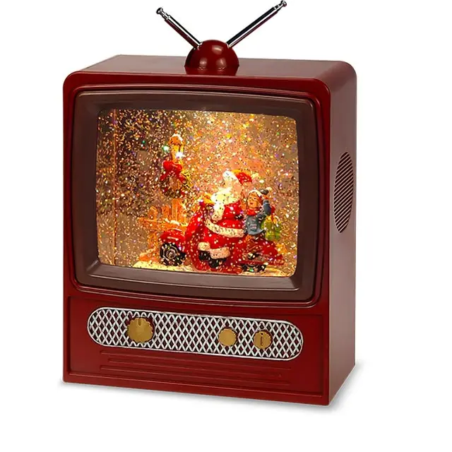 Christmas Decoration Led Music Snow Tv Globe Santa Water Glitter Holiday Gifts
