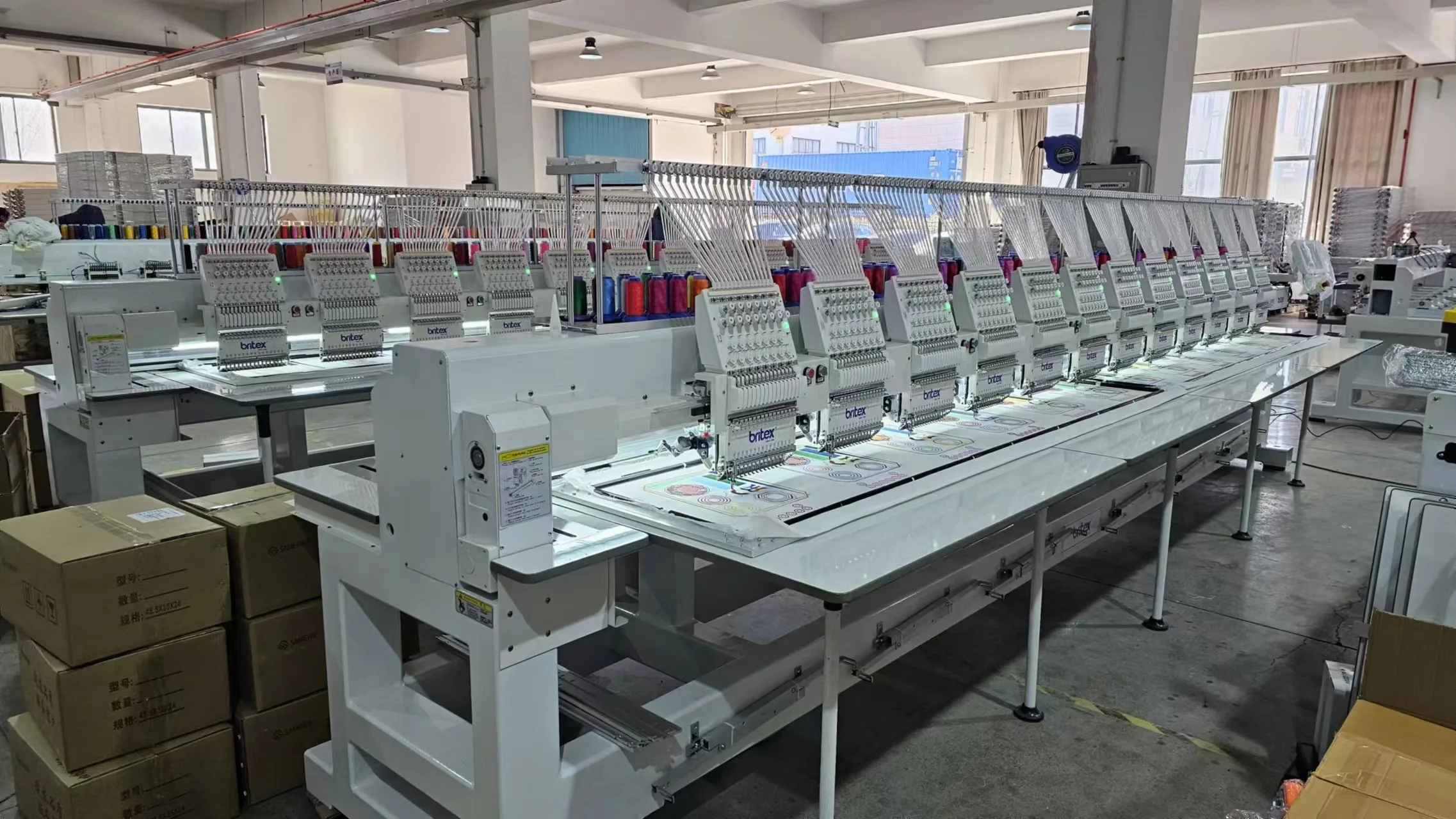 high quality britex BR-1512 12 Heads 15 Needles computer embroidery machine 15 needle 12 head embroidery machine
