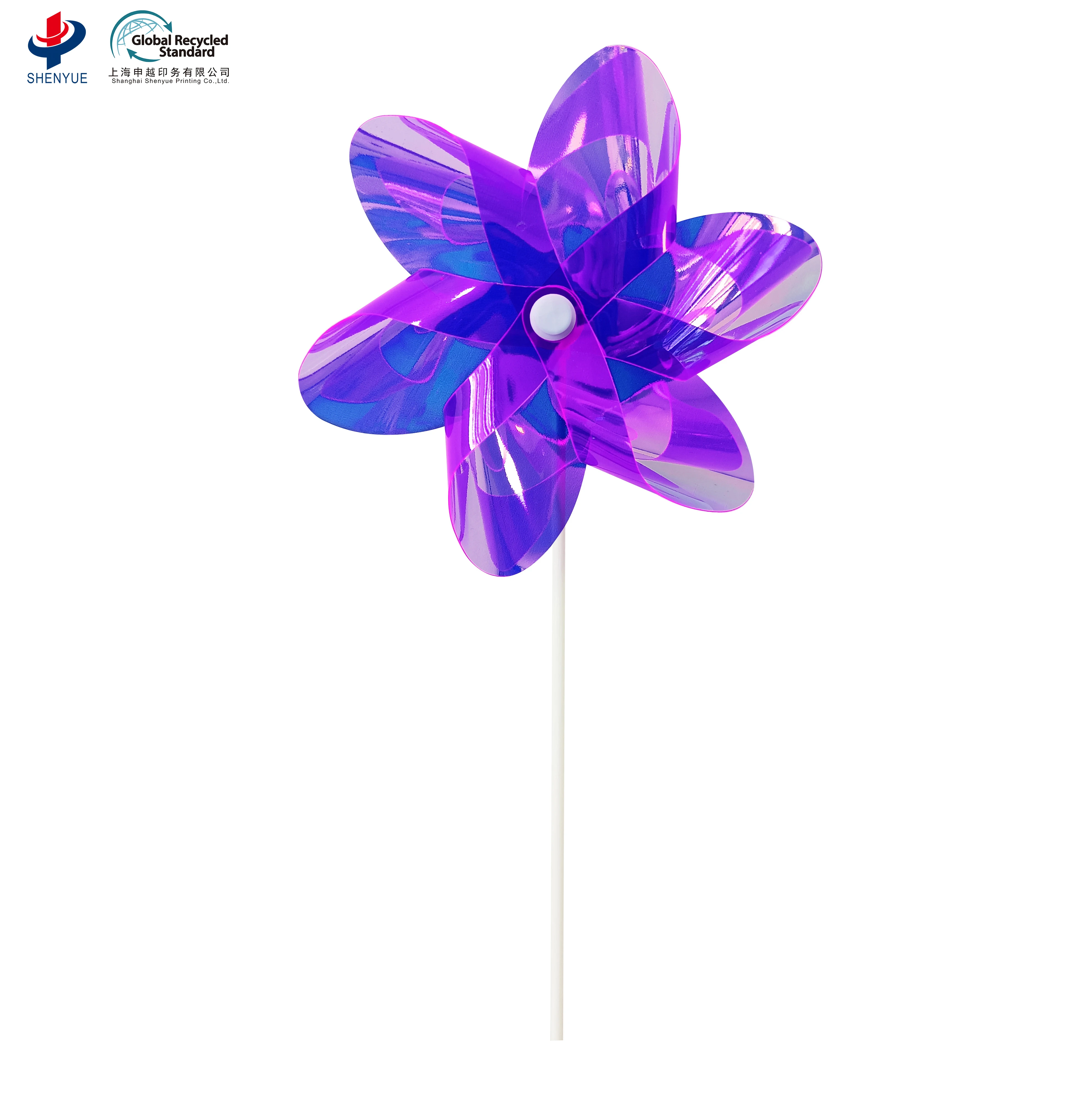 2023 6 leaves new iridescent pinwheel PET eco-friendly garden windmill decor children toy