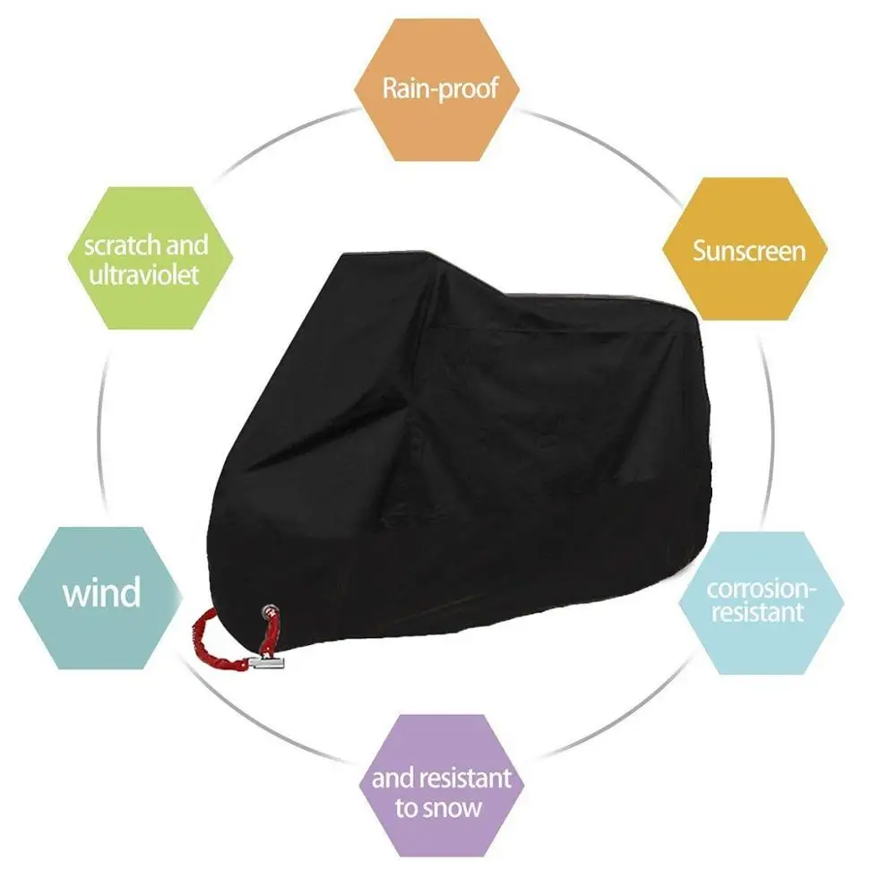 Motorcycle cover 210D waterproof uv proof black outdoor