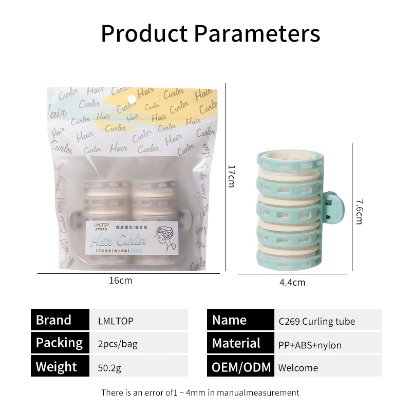 LMLTOP 2pcs Fluffy Bangs Hair Curler Set C269 DIY Wave Nylon Hair Salon Hairdressing Plastic Hair Roller With Pins