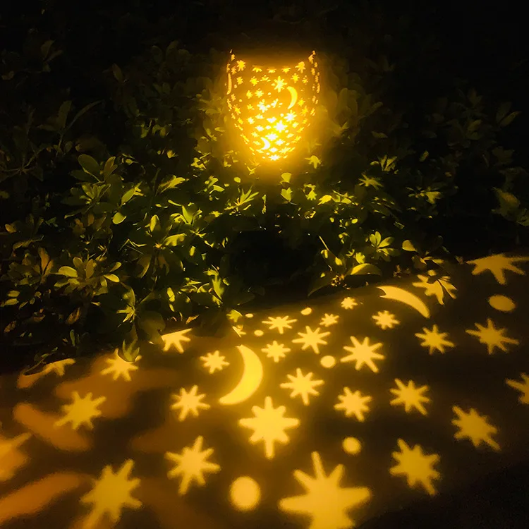 Wholesale Waterproof Iron Star Moon Pattern LED Solar Ground Lights For Garden Decoration