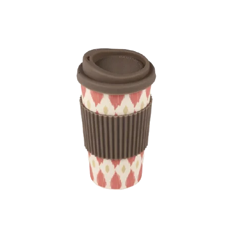 Custom Printed Bamboo Fiber Travel Coffee Cups Silicone Lid And Sleeve