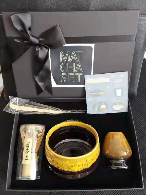 High Quality Porcelain Matcha Green Tea Powder Bamboo Whisk Set Traditional Modern Chinese Home Office Restaurant Use Christmas