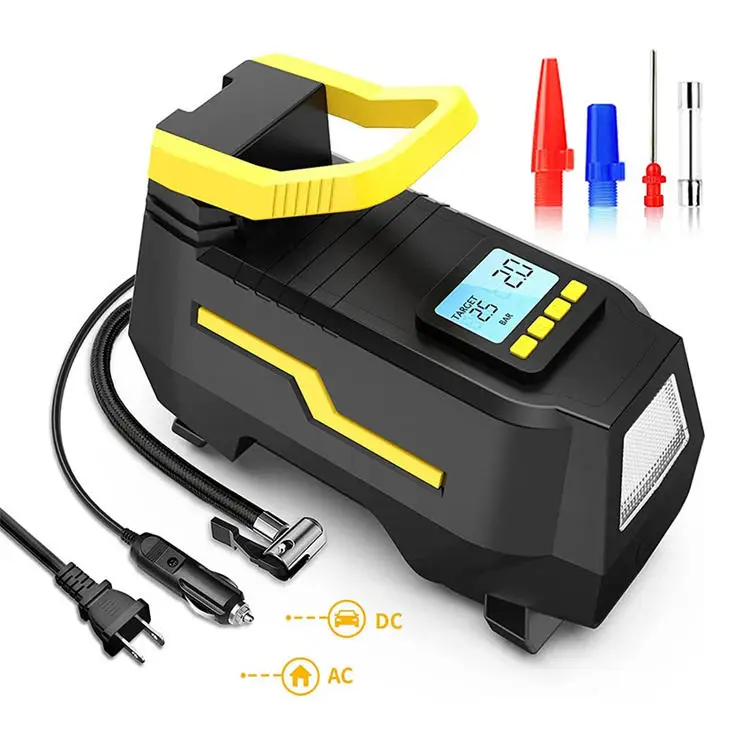 High Quality Led Emergency Lights Automatic Digit Ac/Dc 150psi 12v Portable Electric Air Compressor Pump