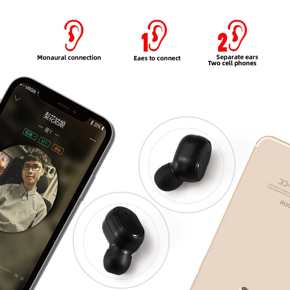 Tws Earphones a6s pro sport in-ear mini oem earbuds BT Headsets 5.0 tws ear buds a6s tws custom earbuds wireless for xiaomi