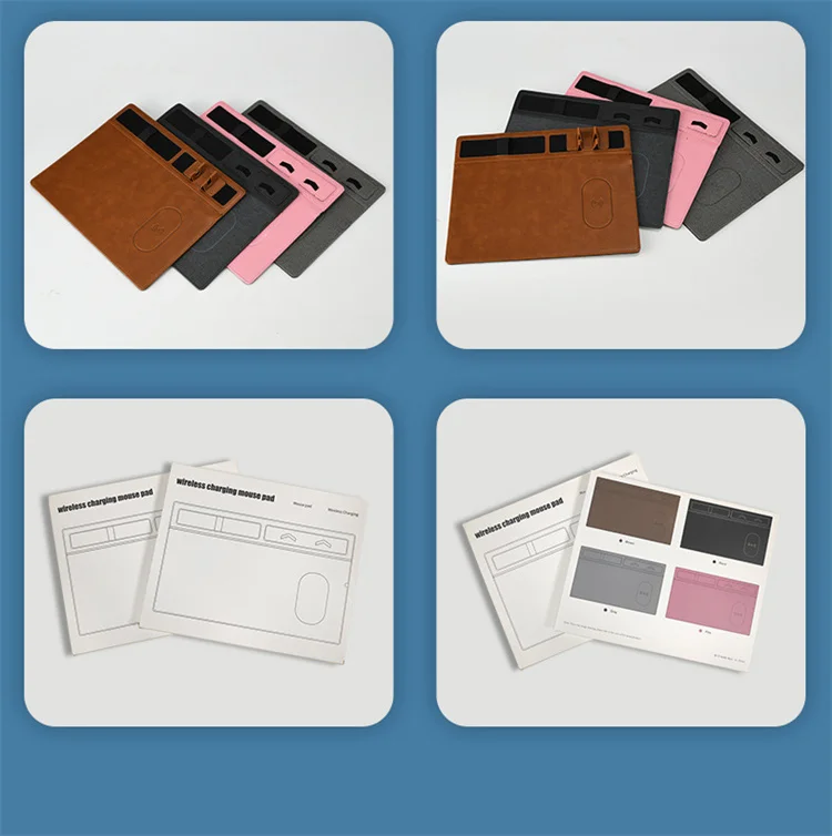 Custom Multi-function Wireless Charger Smart Computer Mat Office Table Pu Leather Mouse Pad With phone holder