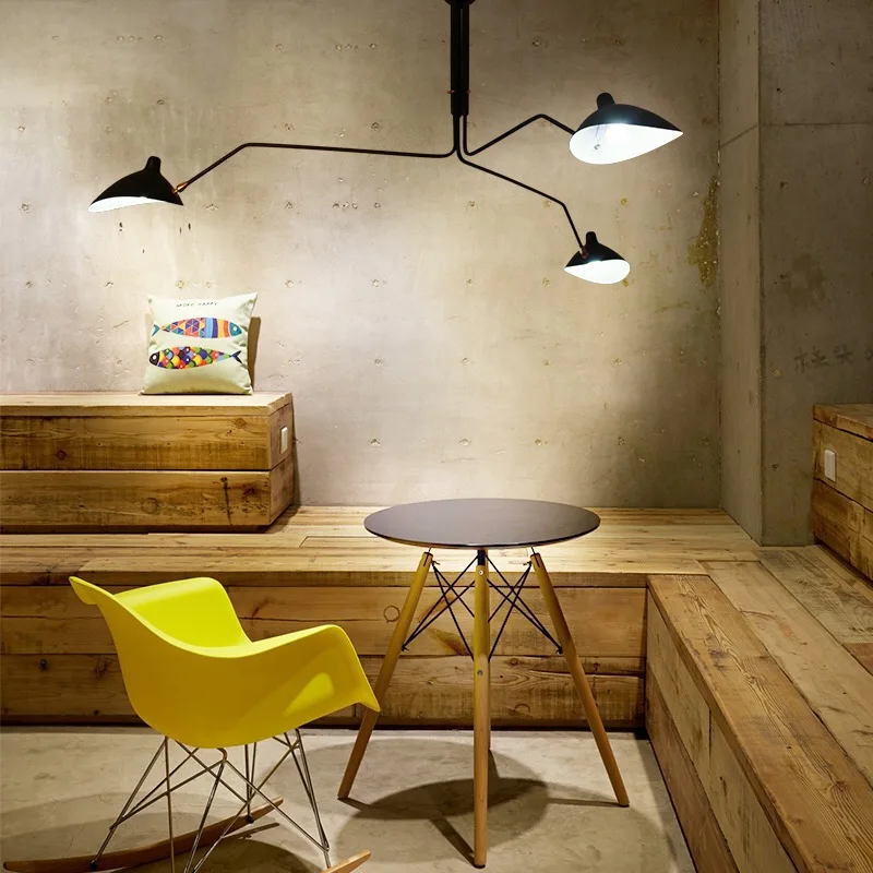 Minimalist Hanging Ceiling Lamp Fixture Home Decor Lampshade Black Painting Multi Heads Ceiling Chandelier For Dining Room