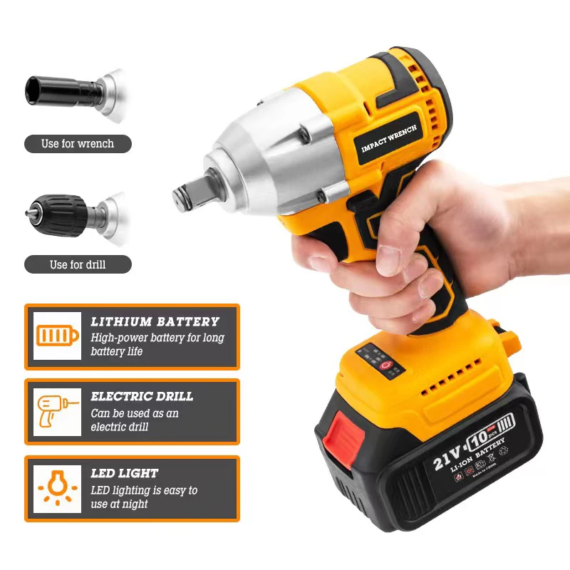 High quality heavy duty auto repair high power cordless operation electric torque wrenches impact lithium wrench socket set