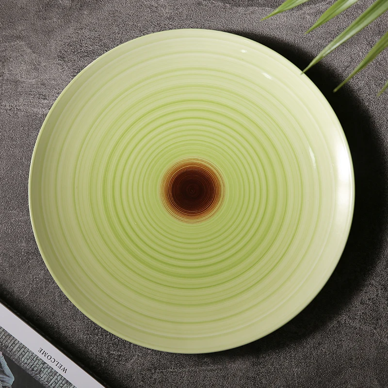 WEIYE Mexican spiricle ceramic dinnerware round plate sets custom color porcelain plates for restaurant