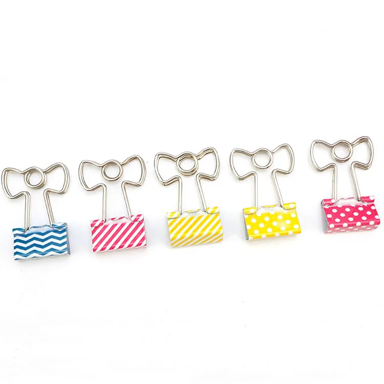 factory professional custom binder clip supplier pms color painted bowknot shape clip 19mm