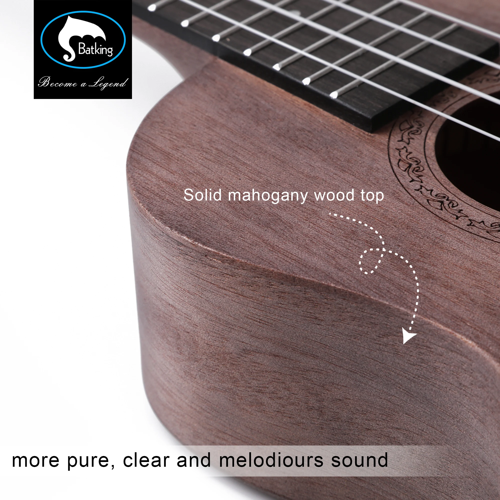 Batking Hot Sale Tenor 26 Ukulele  Solid Top Mahogany  With Ukulele Accessories With Gig Bag