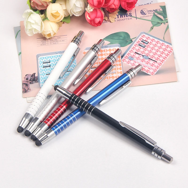 Promotional cheap aluminum metal ball pen with touch phone screen stylus ballpoint pen
