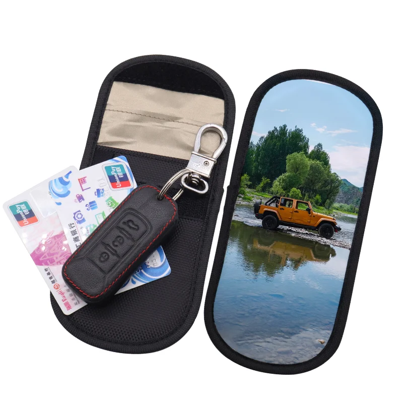 Car Key Signal Blocking Car RFID Anti-Theft Pouch Faraday Key Fob Protector Box premium Sublimation Shielding Bag