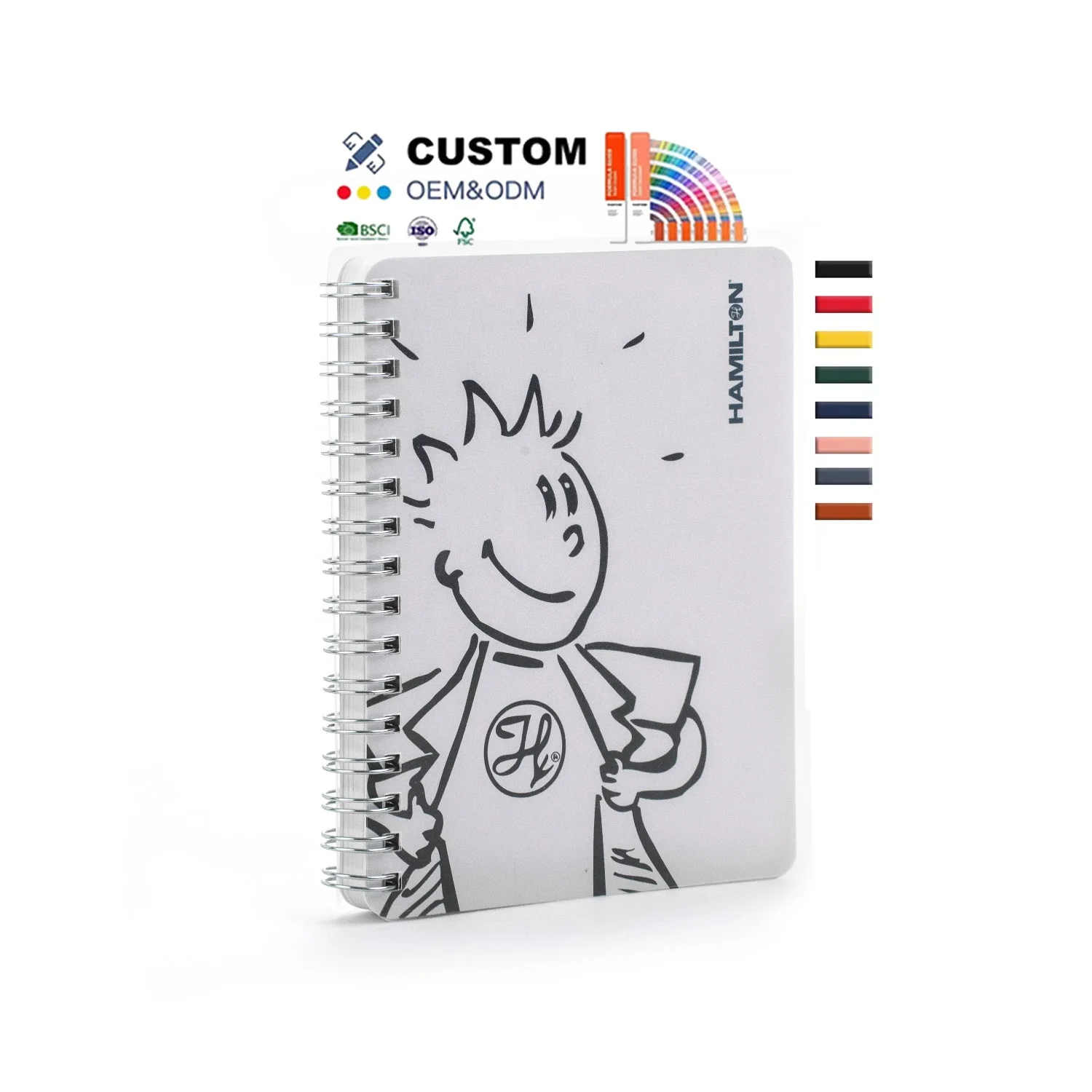 Custom Print Small Size 80pages Pvc Hard Cover Dairy Book Spiral Binding Journal Coil A4 A5 Notebooks For Students