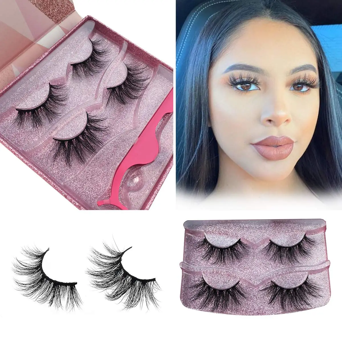 Mink Eyelashes Eyelash Real 3D Free Sample Lashes 25MM Fur Hand Made 3D Multi Layered Custom Size Accepted Natural Long OEM /ODM