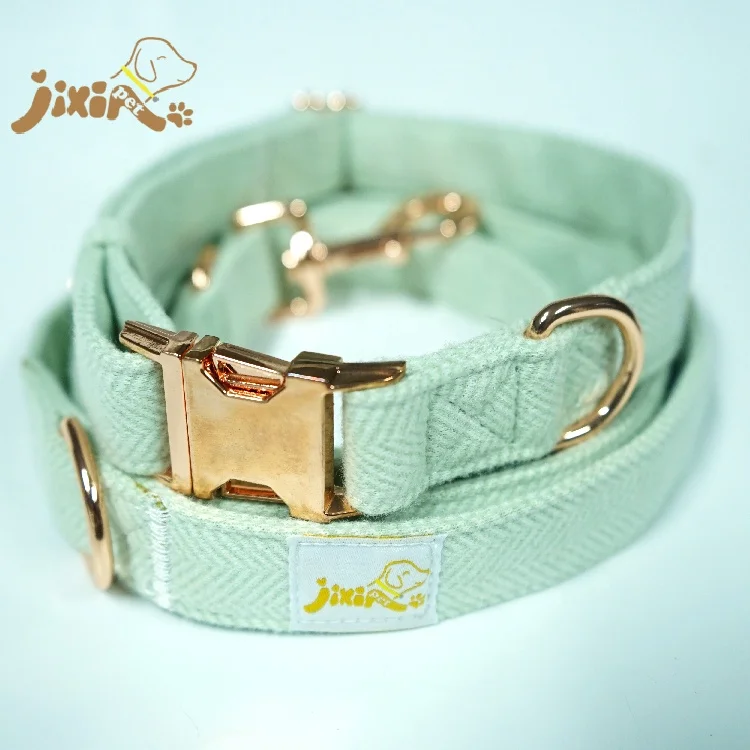 Different Color Tweed Pet Dog Collar and Leash