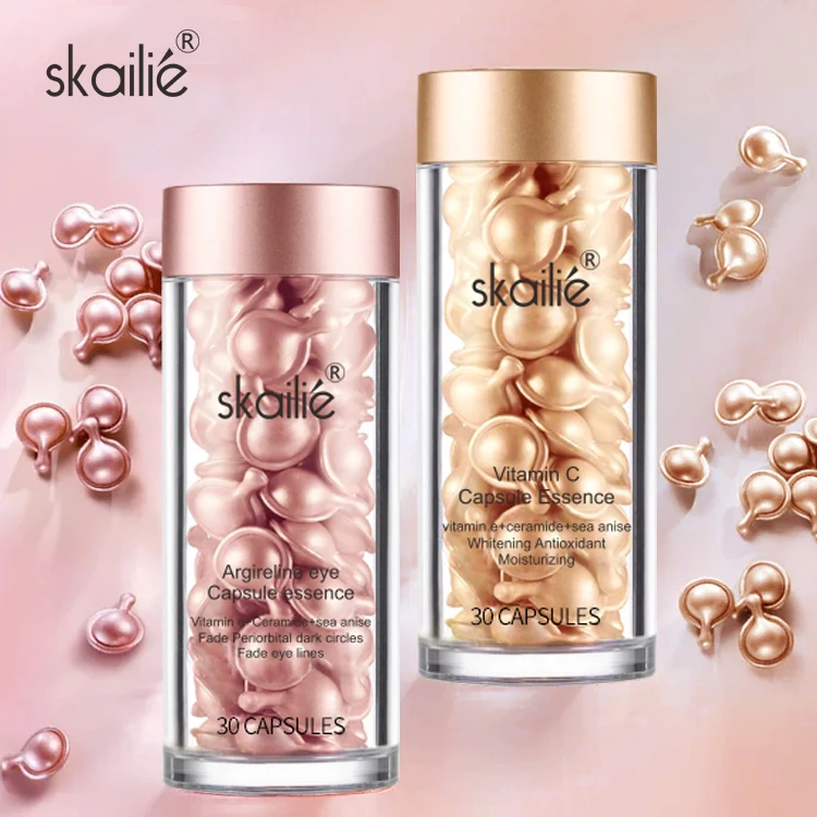 Private Label Face Care Portable Whitening Anti-Aging Skin Care  Vitamin C E Serum Capsules Set