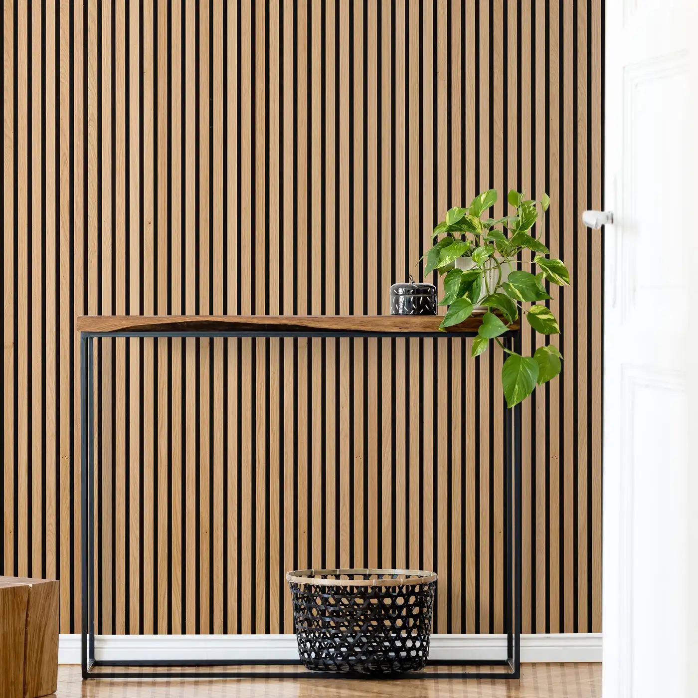 Contemporary design oiled oak fluted wood slat lowes soundproofing acoustic  wall panels