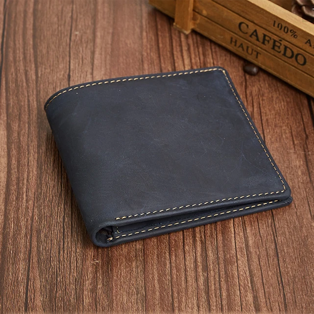 
guangzhou factory wholesale LOGO custom crazy horse leather wallet men rfid genuine leather mens wallet 