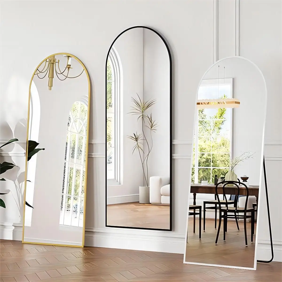 Modern Bedroom Aluminum Alloy Frame Mirror Decoration Dressing Large Full Length Hanger/Standing Mirror Arch Simple Mirror