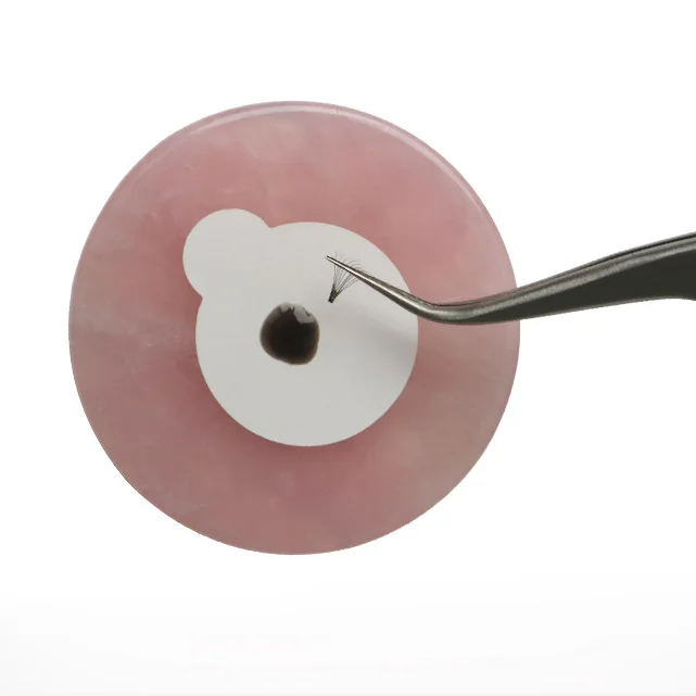 Sentanlashes wholesale price round glue holder pink green color lash jade stone lashes extensions