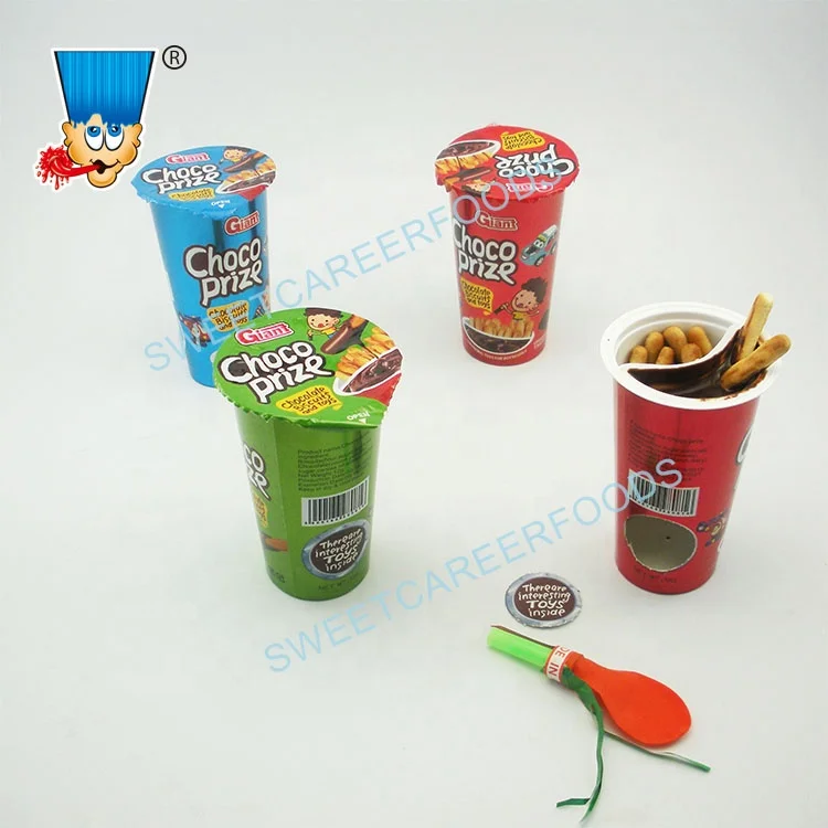 Chocolate Prize Biscuit Stick Surprise Choco Cup With Assorted Toys Confectionery